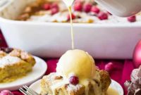 Decadent Cranberry Bread Pudding with Whiskey Cream Sauce