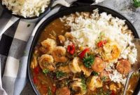 Hearty Crockpot Chicken Shrimp Sausage Gumbo