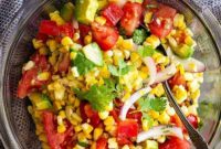 Fresh Grilled Corn Salad with Tomato and Avocado