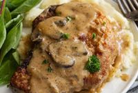 Hearty Pork Chops Smothered in Mushroom Gravy