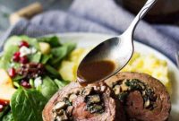 Flank Steak Roulade with Mushroom & Blue Cheese Filling