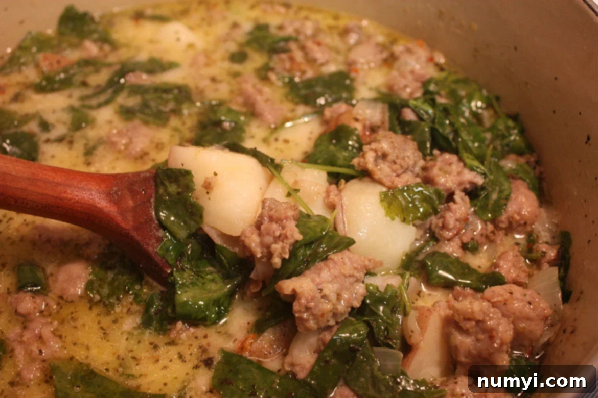 Sausage, Potato and Kale Soup Recipe with crusty bread