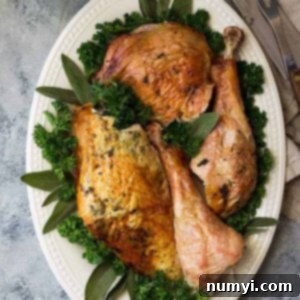 This Butterflied Roasted Herb Turkey (spatchcocked) is the best way to roast a bird! It produces crispier skin and juicier meat in a lot less time than the traditional way!