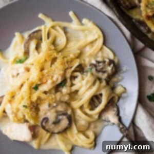 Creamy Turkey Tetrazzini 5 This Turkey Tetrazzini is a great way to use leftover turkey or chicken! It's creamy, cheesy and oh so comforting!!