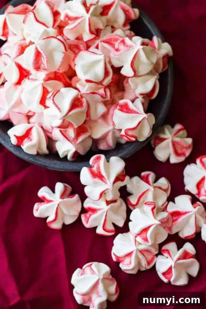 Peppermint Meringue Clouds 3 meringue drops ready to be served