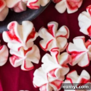 Peppermint Meringue Clouds 5 These classic Peppermint Meringue Cookies are perfect for your Christmas cookie tray! They are light and airy and easy to make.