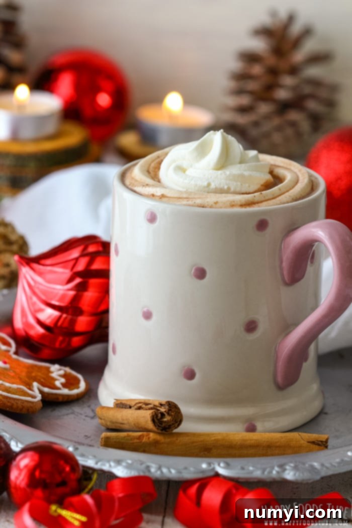 Homemade gingerbread hot chocolate is the perfect Christmas drink! This gingerbread spice infused hot chocolate warms you up & gets you into the festive mood!