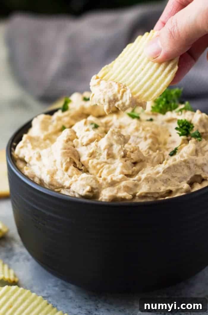 This homemade french onion dip is easy to make and tastes way better than any store bought stuff!