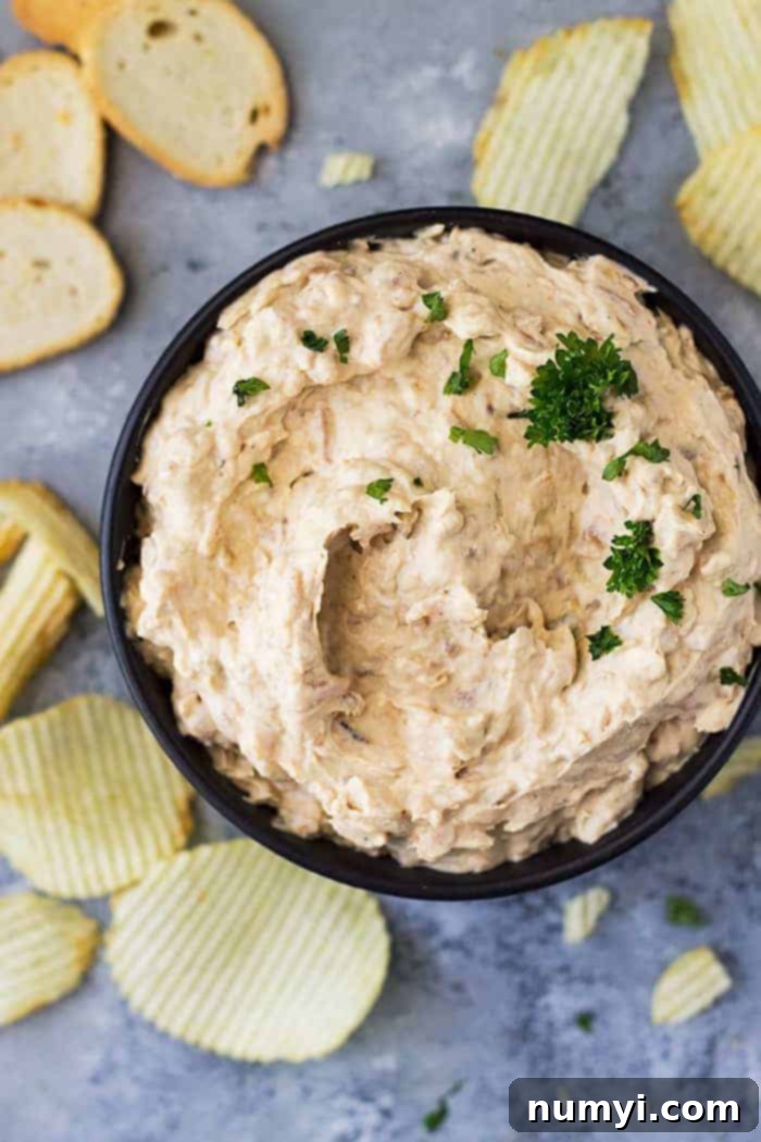 bowl with sour cream onion dip