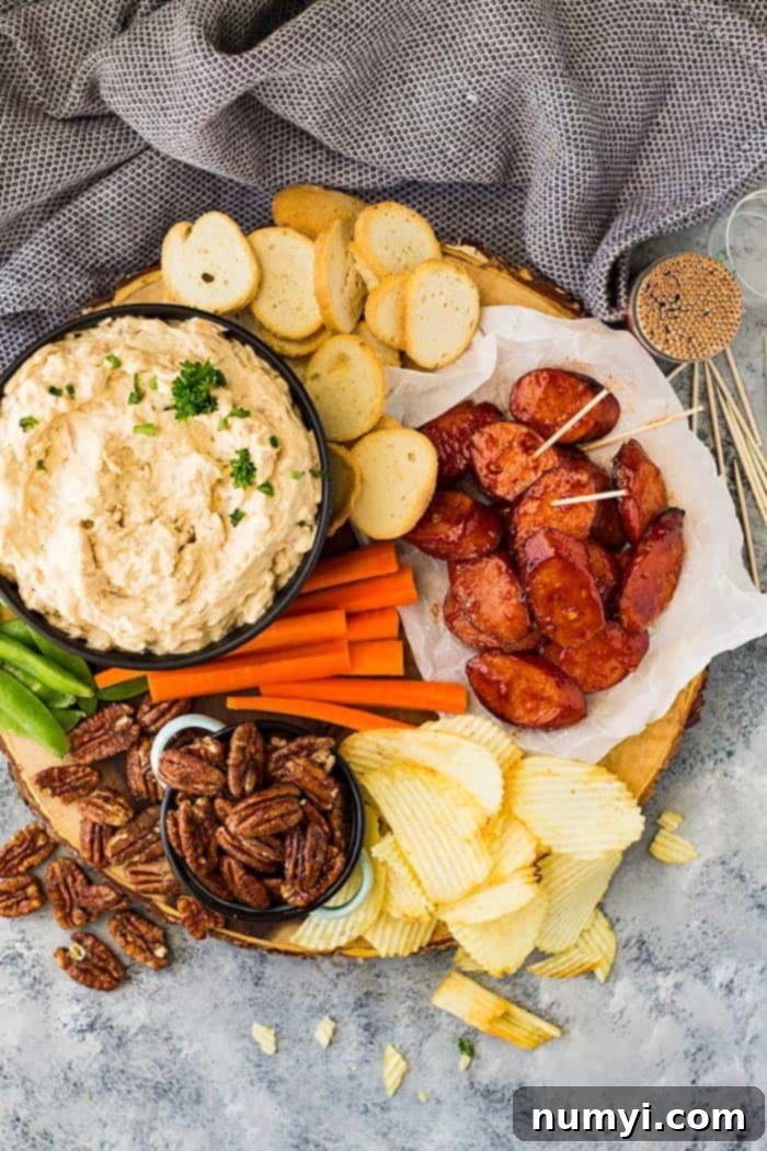Smoked Sausage Skillet Delight 3 An inviting appetizer platter featuring perfectly cooked honey garlic smoked sausage alongside complementary snacks.