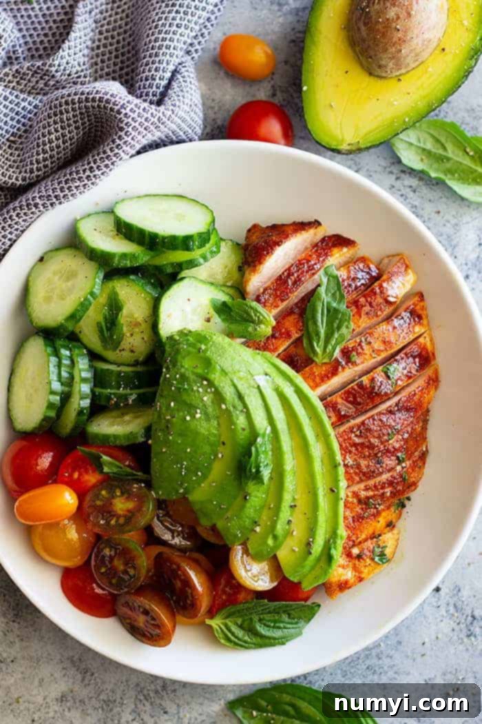 This Chicken Avocado Tomato Salad is an excellent choice for dinner any night of the week. It's incredibly flavorful, utilizes convenient leftover chicken, and makes for a fantastic no-cook meal!