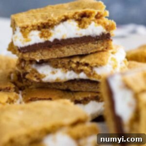 Front view of s'more cookie bars