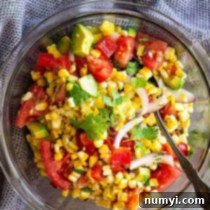 Fresh Grilled Corn Salad with Tomato and Avocado 5 This Grilled Corn Salad with Tomato and Avocado is a healthy side dish that's great for a summertime BBQ! It's also great for a quick light lunch! #salad #summer #healthy #glutenfree