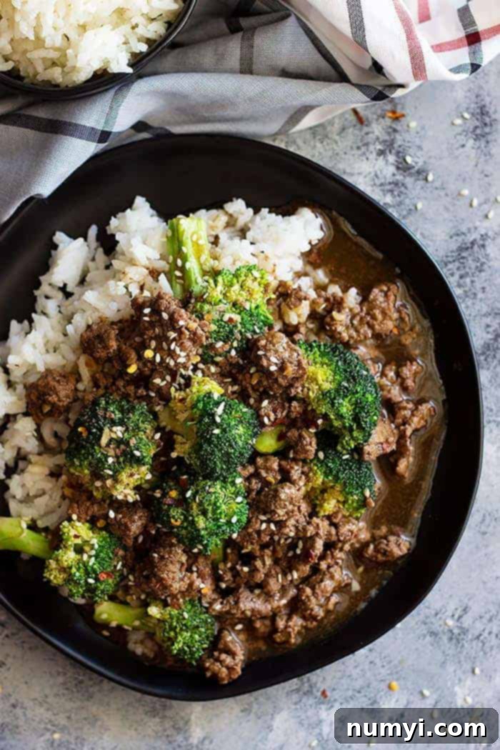 Savory Ground Beef and Broccoli Dinner 2 Healthy beef and broccoli recipe in a skillet