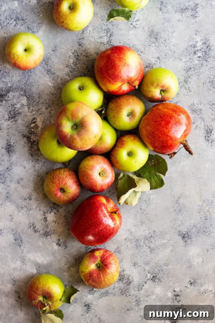 Close-up of freshly cooked apples simmering in a pot, ready to be mashed into homemade applesauce, showing the rich texture and vibrant color.