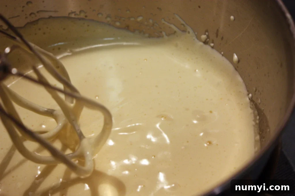 Genoise cake batter in a bowl.