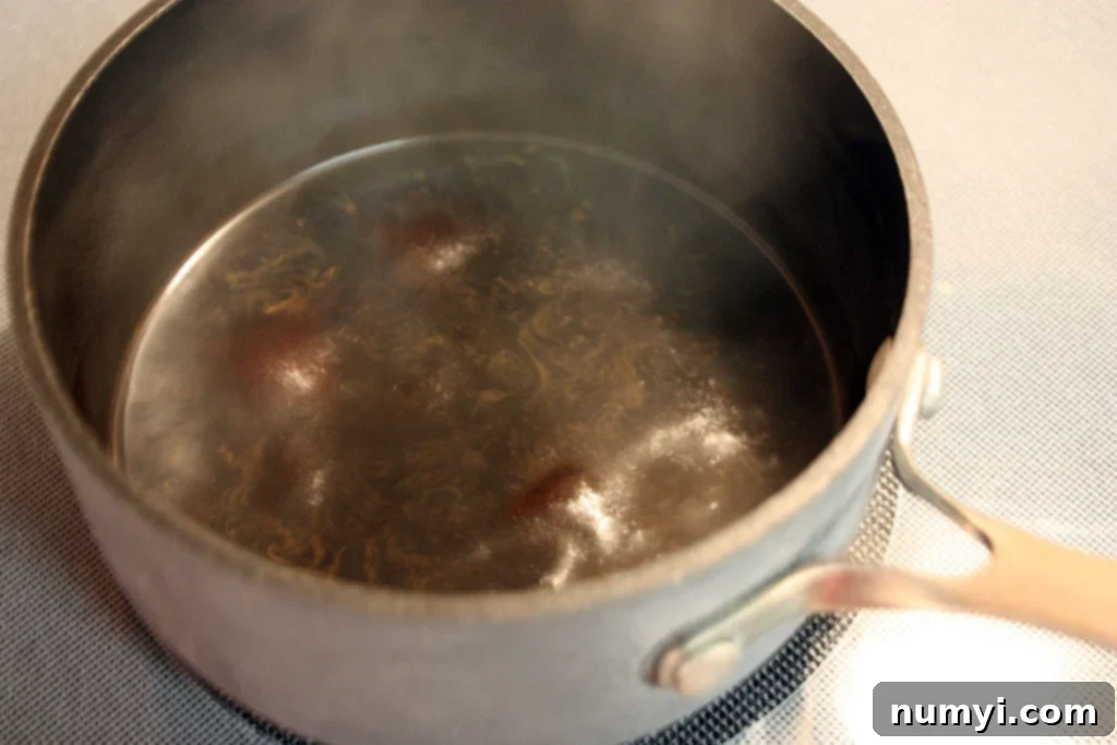 Espresso sugar reduction in a saucepan.