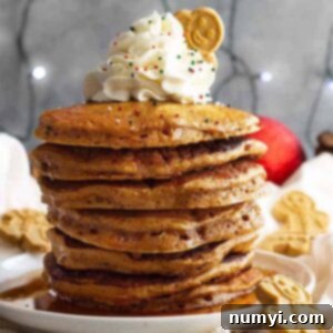 Fluffy gingerbread pancakes recipe card image