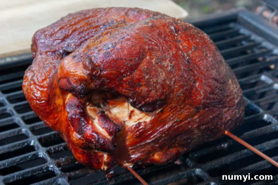 smoked turkey breast smoked on the smoker.