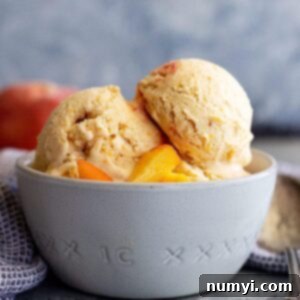 A bowl of peach ice cream.