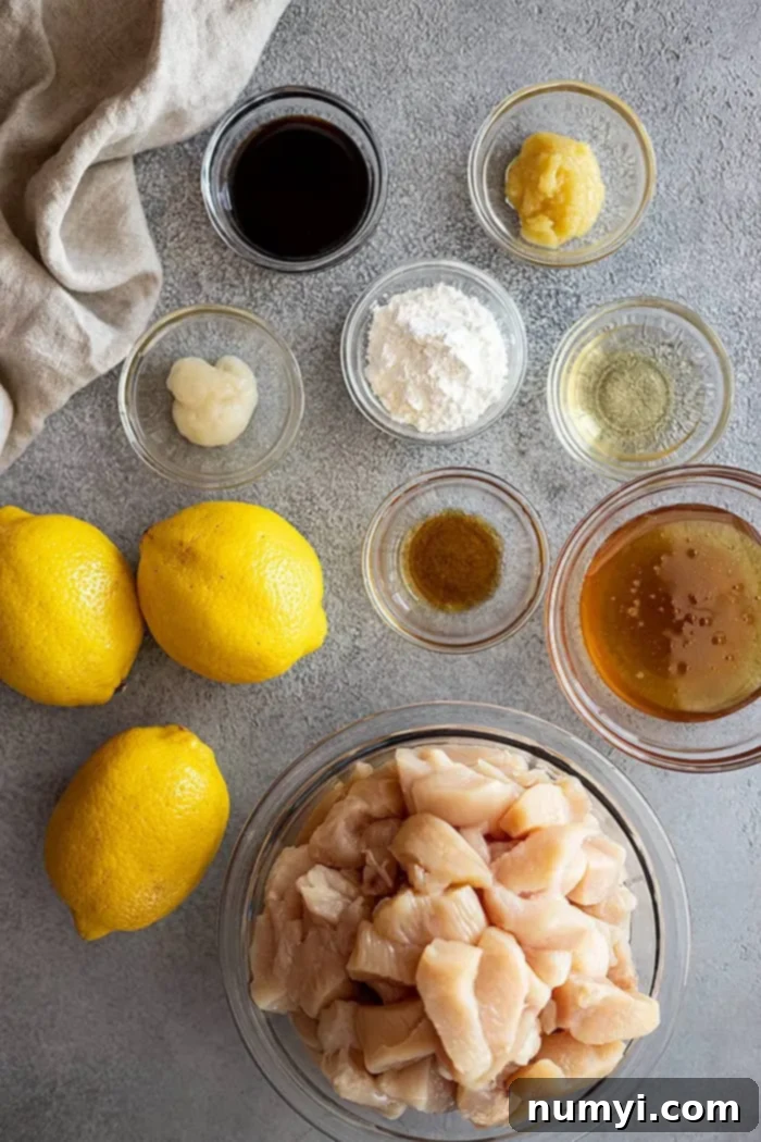 Ingredients needed to make this super easy chinese lemon chicken.