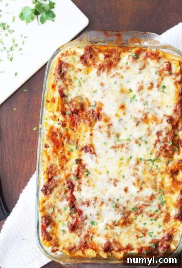 Triple Cheese Pasta Bake 2 cheesy pasta bake in casserole dish