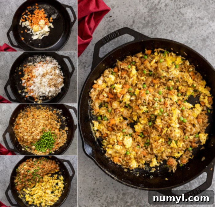 Five pictures showing how to make this easy rice dish.