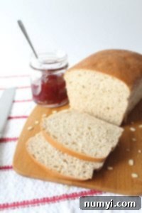 Wholesome Whole Wheat Oatmeal Bread 5 A golden-brown loaf of Whole Wheat Oatmeal Bread