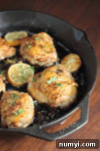 Plated Lemon Garlic Chicken Thighs