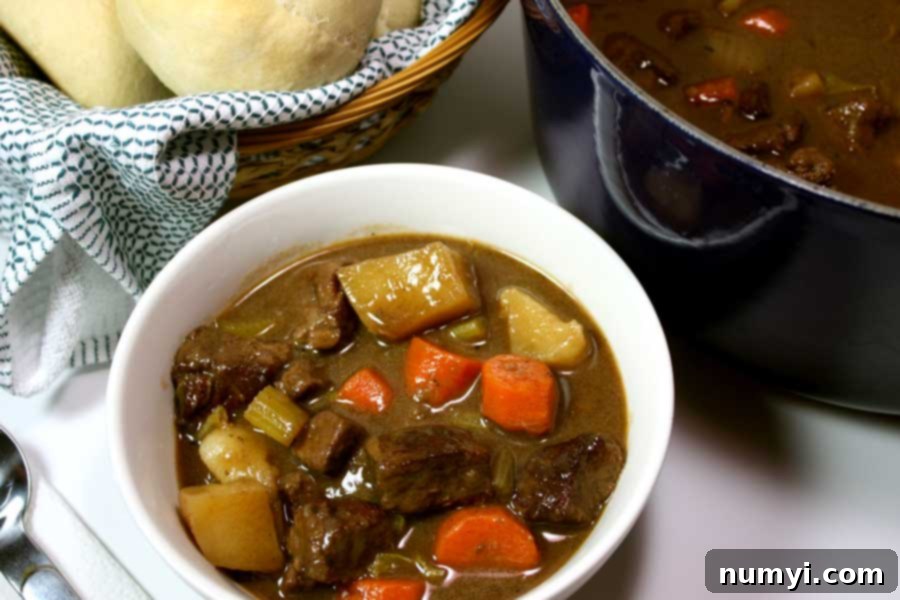 Hearty Beef Stew - Thick, rich and amazingly delicious. The beef melts in your mouth.