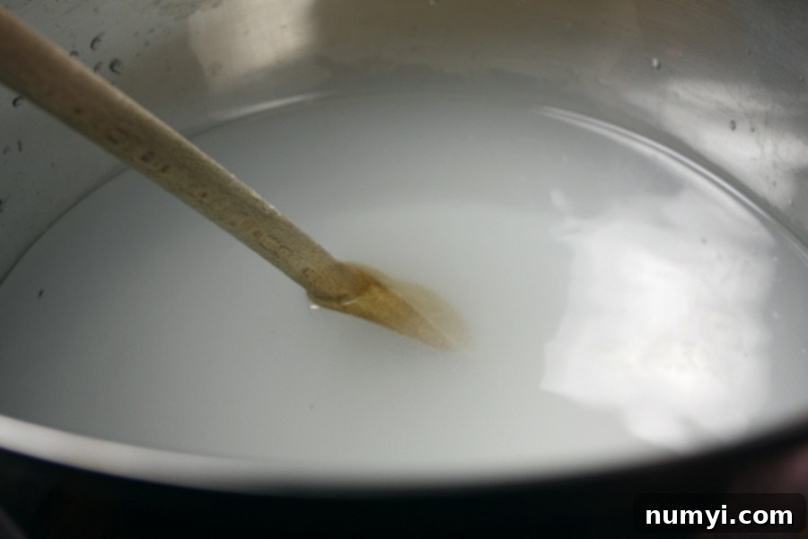 dissolving the brine in a pot