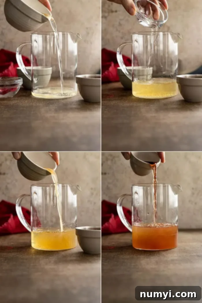 Four pictures showing how to mix this mule. 