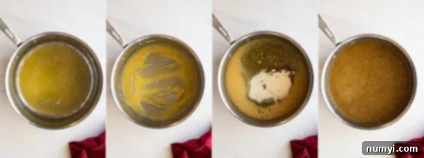 Four pictures showing how to make the green chile sauce.