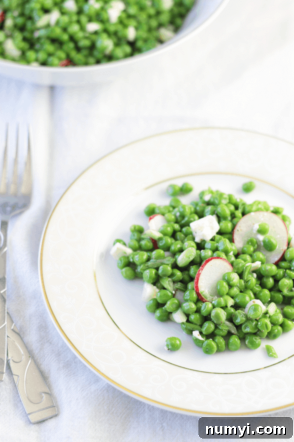 Feta and Pea Salad with a tangy dressing