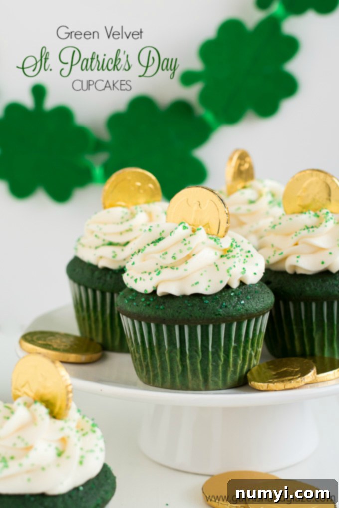 Green Velvet St. Patrick's Cupcakes