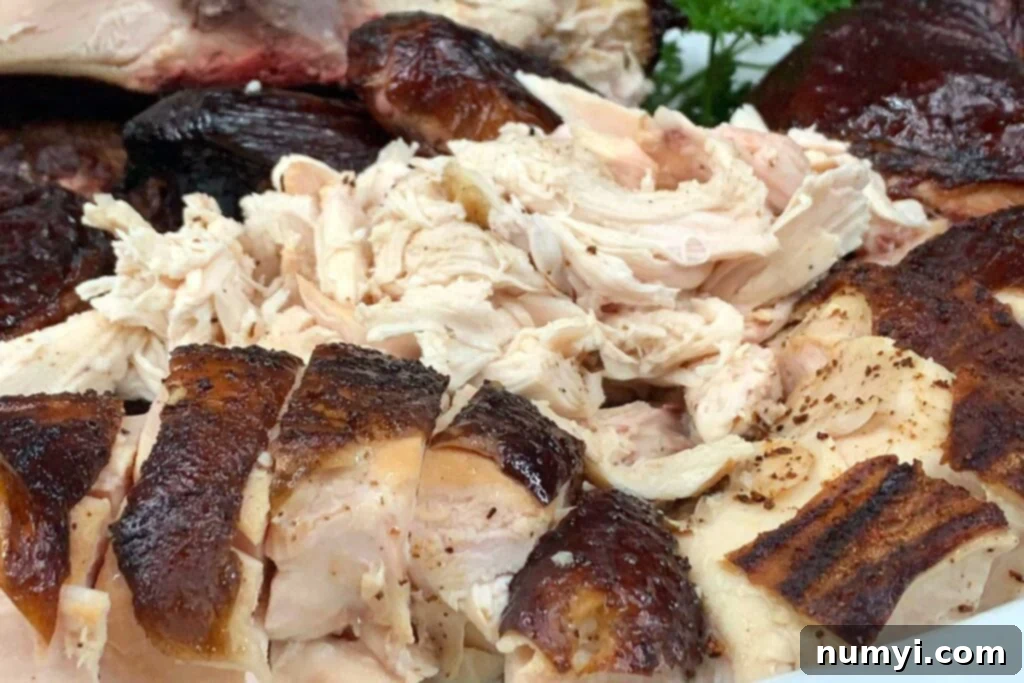 a bunch of smoked chicken