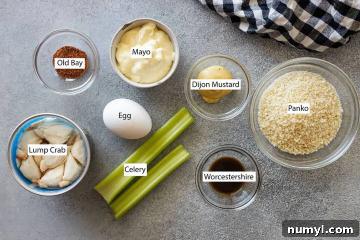 Simply Perfect Crab Cakes 3 Ingredients: old bay, mayo, egg, celery, panko, dijon, worcestershire, lump crab.
