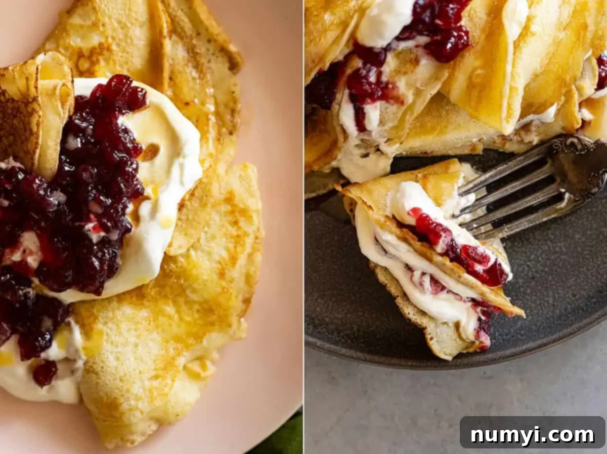 Two pictures one showing a close up of the pancakes on a pink plate and the other showing a fork with a bite ready to take. 