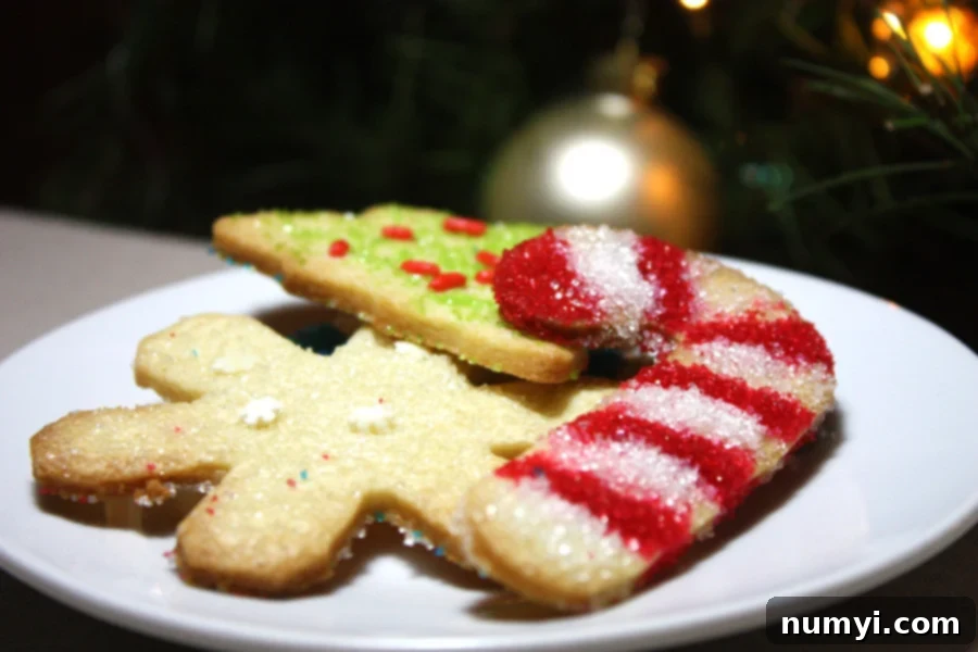 A plate of Christmas sugar cookies, beautifully decorated.