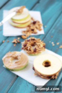 Apple and Peanut Butter Granola Sandwiches