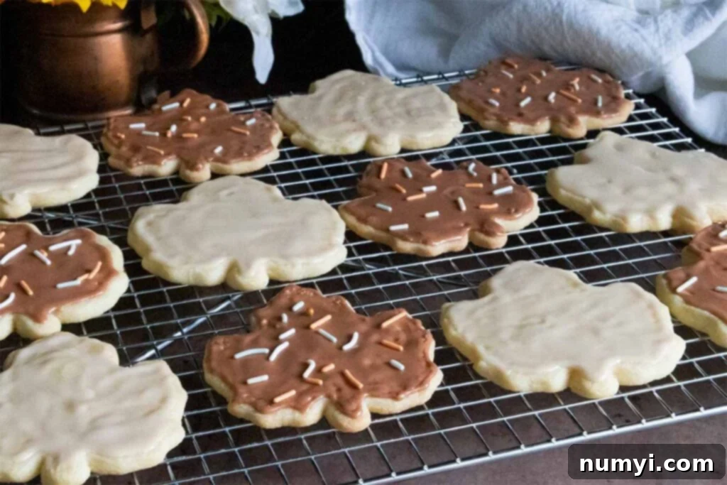 Golden Maple Shortbread Delights 6 Finished maple glazed shortbread cookies displayed neatly on a wire cooling rack after the glaze has set.