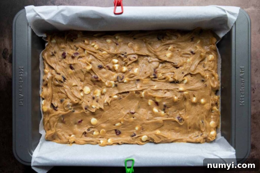 Dough spread into a baking pan.
