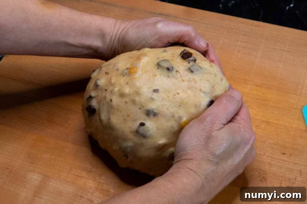 rolling the dough into a ball