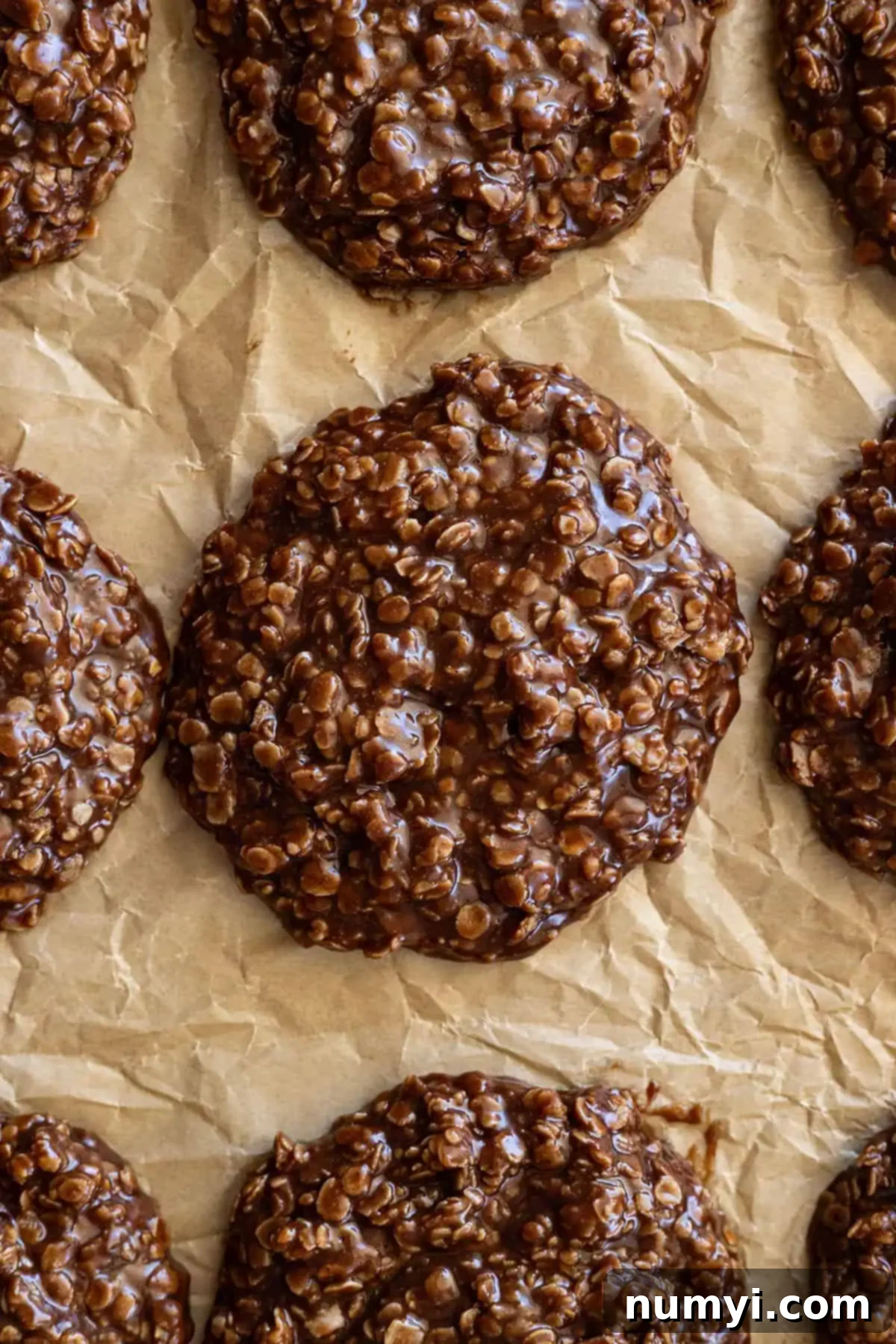 Peanut Butter Chocolate No-Bake Bliss Bombs 2 Overhead view and close up of no bake chocolate peanut butter cookie.