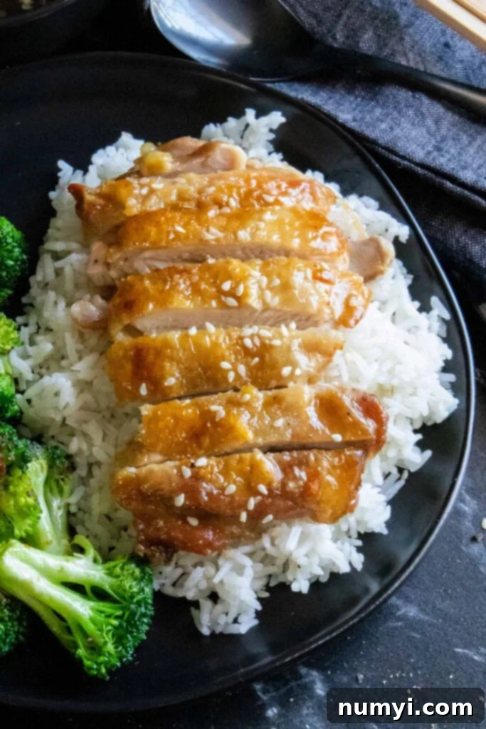 Mouthwatering Golden Crispy Teriyaki Thighs 3 Chicken Teriyaki on a bed of rice