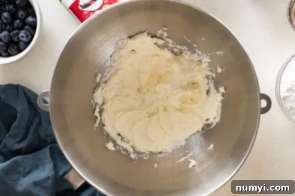 Cream cheese beaten until smooth.