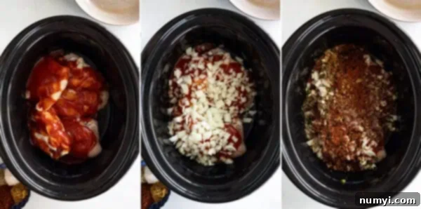 Three pictures showing how to make the chicken.