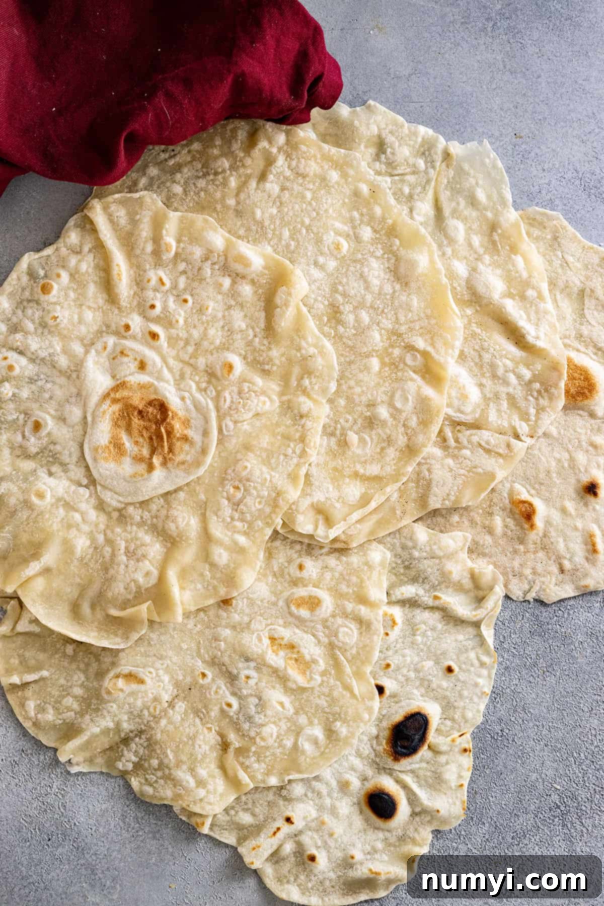 Easy Homemade Flour Tortillas 2 Overhead view of cooked tortillas.