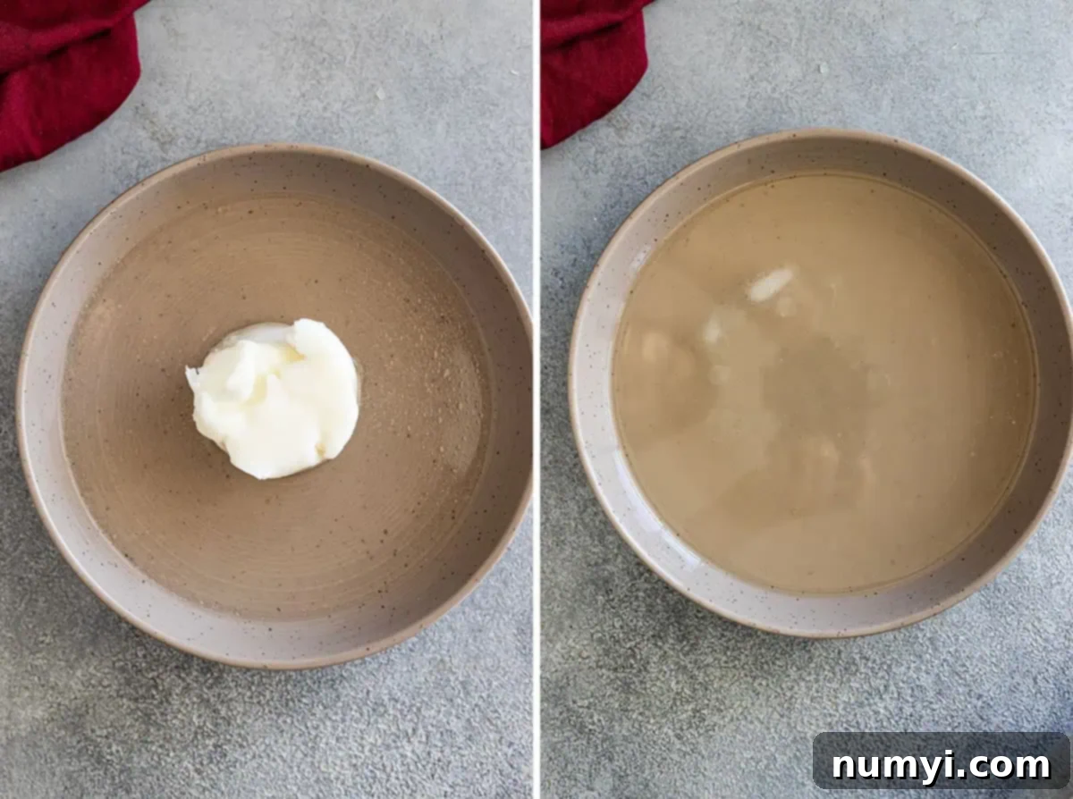 Easy Homemade Flour Tortillas 4 Overhead view of melting the fat.