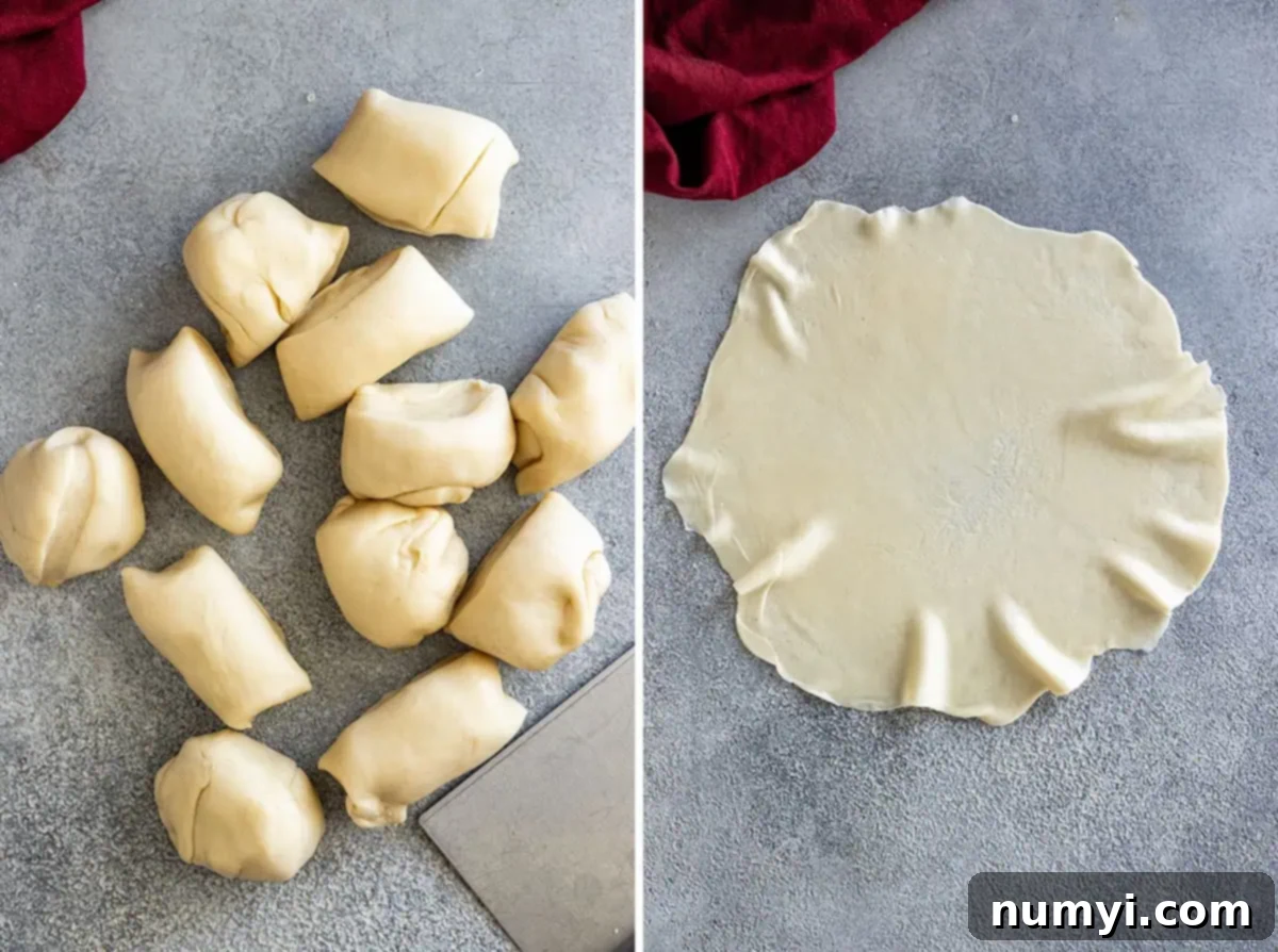 Easy Homemade Flour Tortillas 6 Two pictures showing how the dough is divided then rolled out.